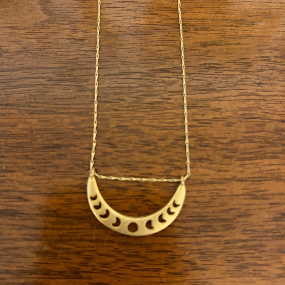 14k Gold Plated Crescent Moon Phase Necklace